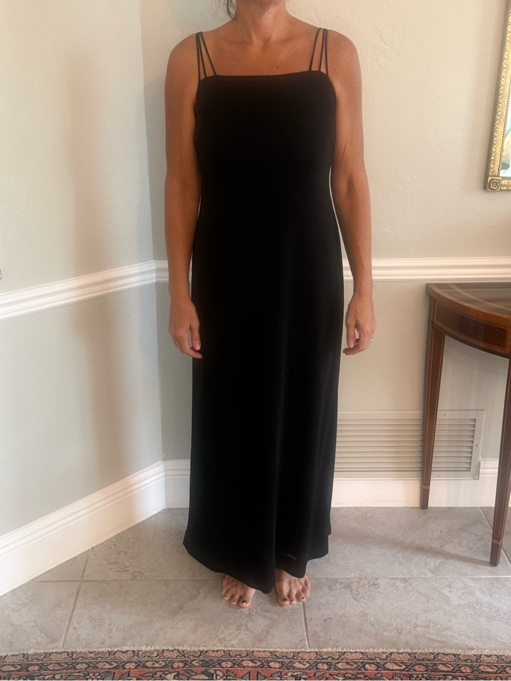 Laundry By Shelli Segal Black Maxi Slip Dress with Double Straps